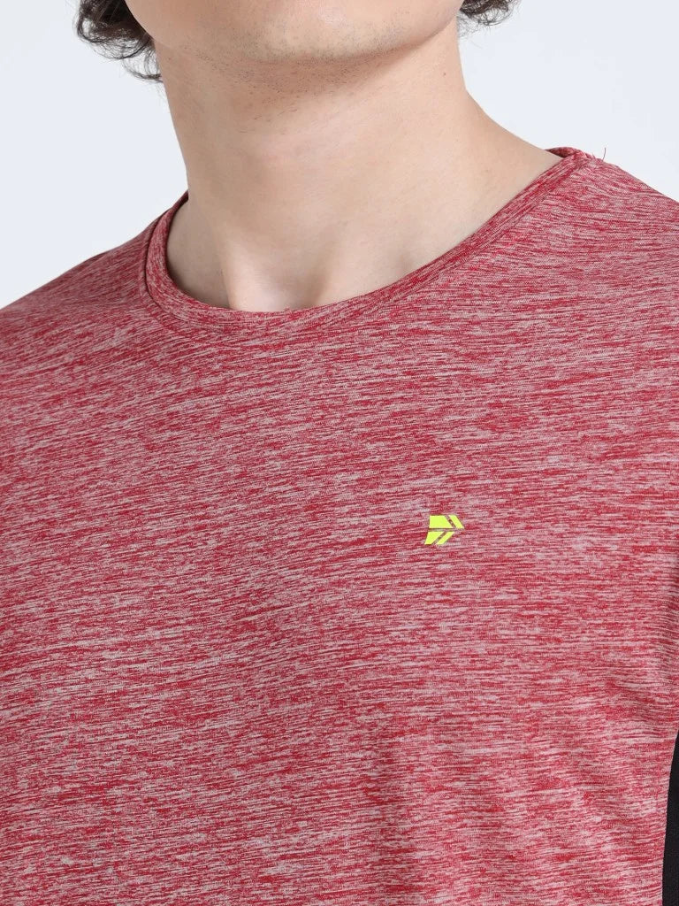 men's round neck t-shirt red color collar view shop online - Red