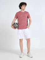 men's round neck t-shirt red color full view shop online - Red