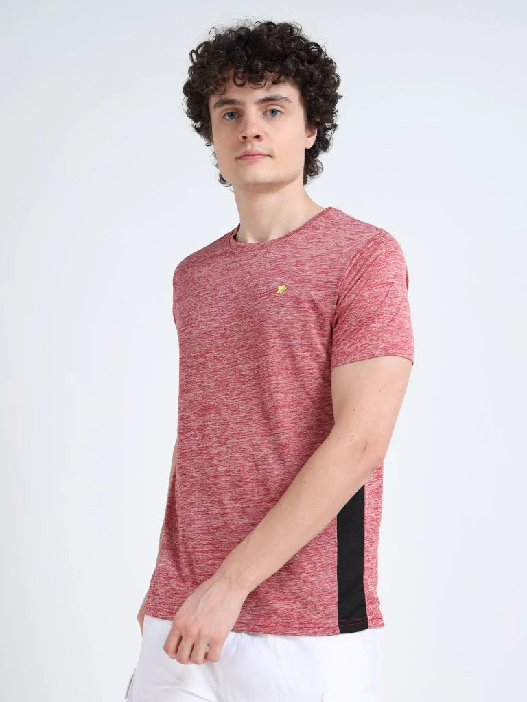 men's round neck t-shirt red color side view shop online - Red