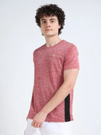 men's round neck t-shirt red color side view shop online - Red