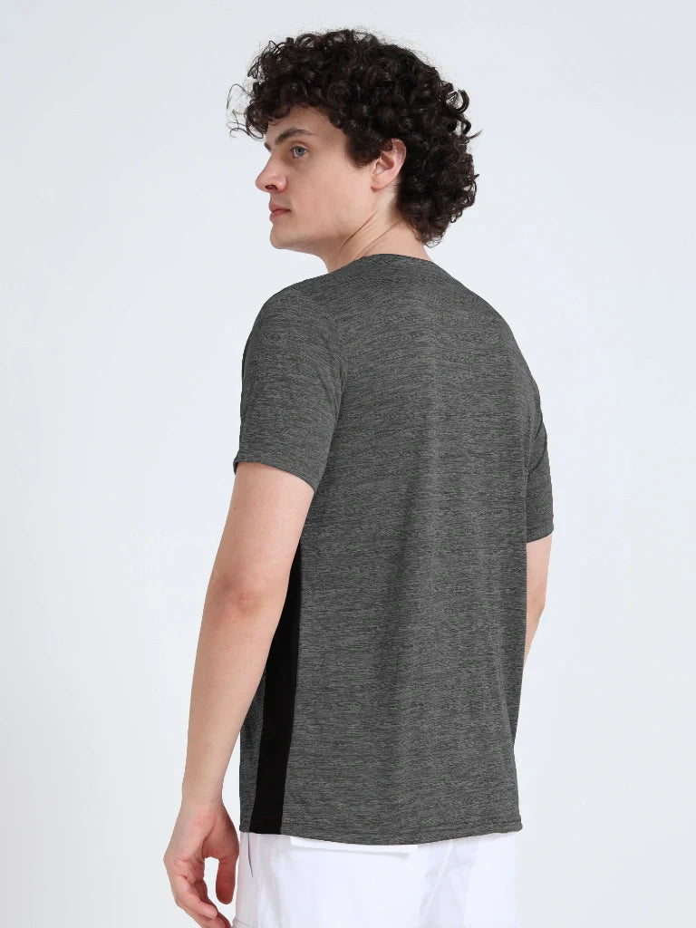 men's round neck t-shirt steel gray color back view shop online - Steel Gray