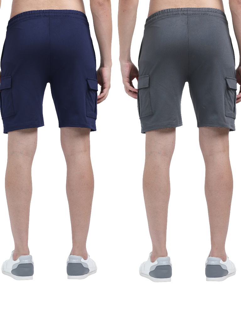 Men's Short Cargo Shorts Buy Combo Online My IBX - Blue & Gray 