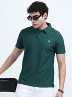 men's style polo t-shirt smart minimal everyday essential dark slate gray color front view buy online - Dark Slate Gray