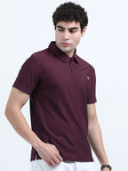 men's style polo t-shirt smart minimal everyday essential maroon color side view buy online - Maroon