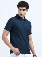 men's style polo t-shirt smart minimal everyday essential navy color side view buy online - Navy
