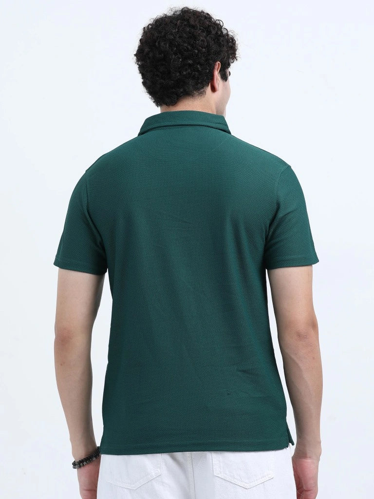 men’s style polo t-shirt smart minimal everyday essential back view shop online india - Dark Slate Gray