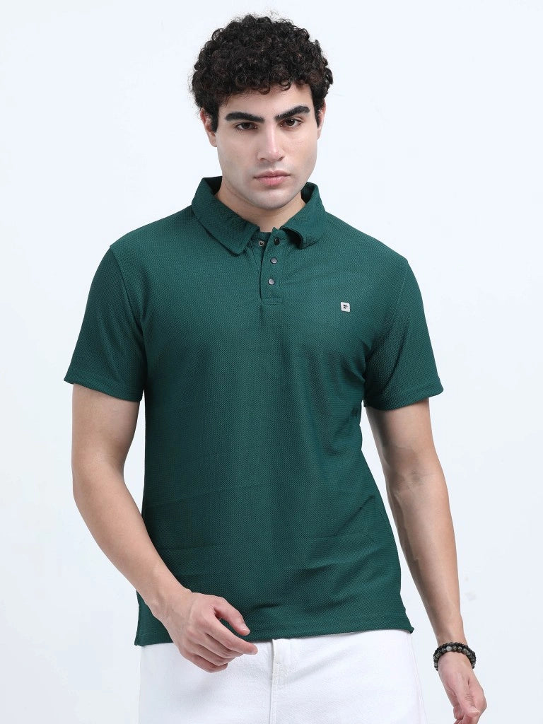 men’s style polo t-shirt smart minimal everyday essential full body view buy online india - Dark Slate Gray