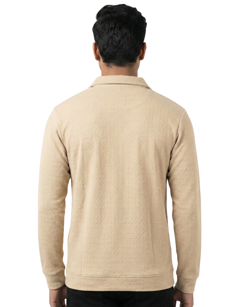 Shop Men Zip Neck Polo T Shirts Front View - Beige