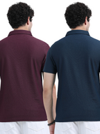 Pack Of Two Regular Fit Polo Tees For Men My IBX - Burgundy & Blue