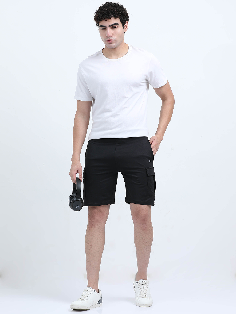Plain Cargo Black Color Shorts Men Shop Online My IBX - Black & Blue