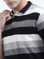 men's cotton polo t-shirt black collar view shop online - Black