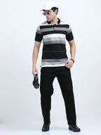 men's cotton polo t-shirt black full view buy online - Black