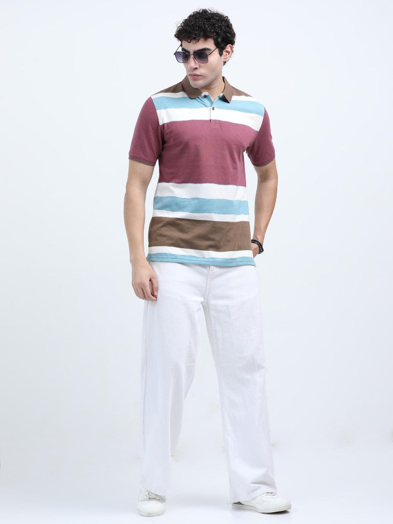 men's cotton polo t-shirt purple side view shop online - Purple