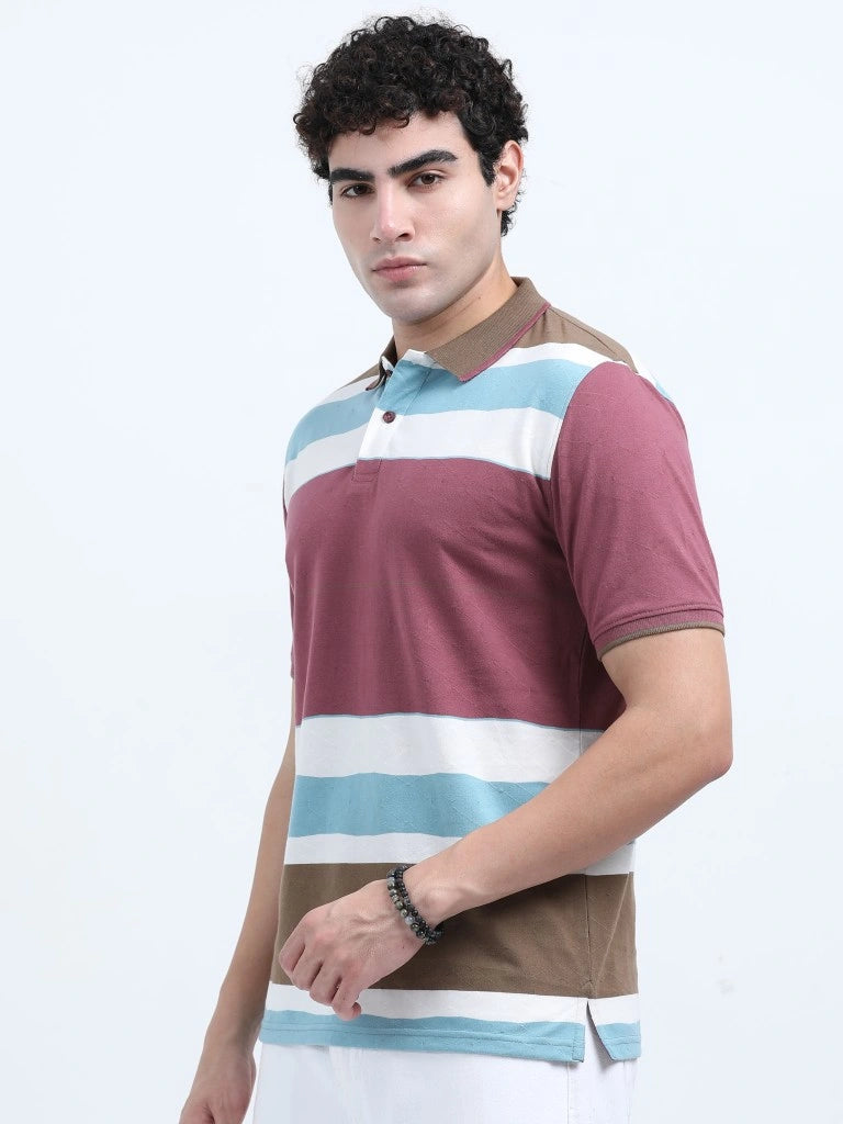 men's cotton polo t-shirt purple side view shop online - Purple