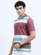 men's cotton polo t-shirt purple side view shop online - Purple
