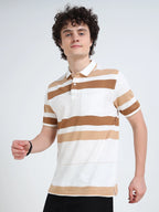 men's cotton polo t-shirt white side view shop online - White