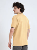 polo style cotton t-shirt beige back view buy online - Beige