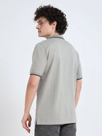 polo style cotton t-shirt gray back view buy online - Gray