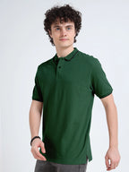 polo style cotton t-shirt green side view shop online - Green