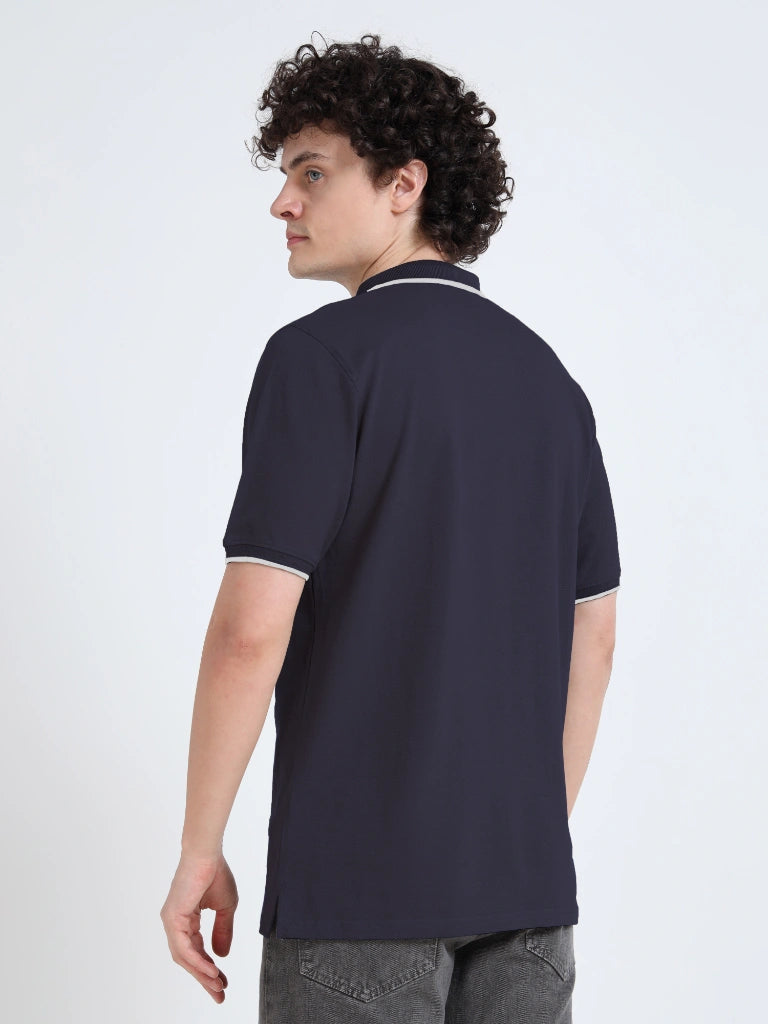 polo style cotton t-shirt midnight navy back view buy online - Midnight Navy