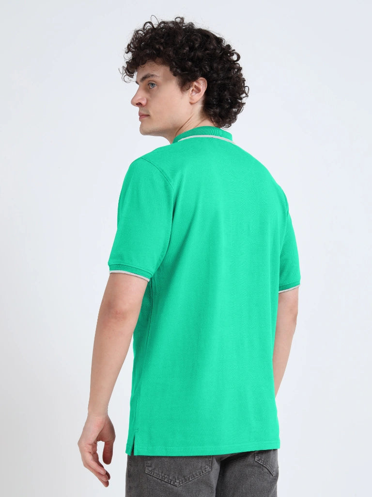 polo style cotton t-shirt sea foam green back view buy online - Sea Foam Green