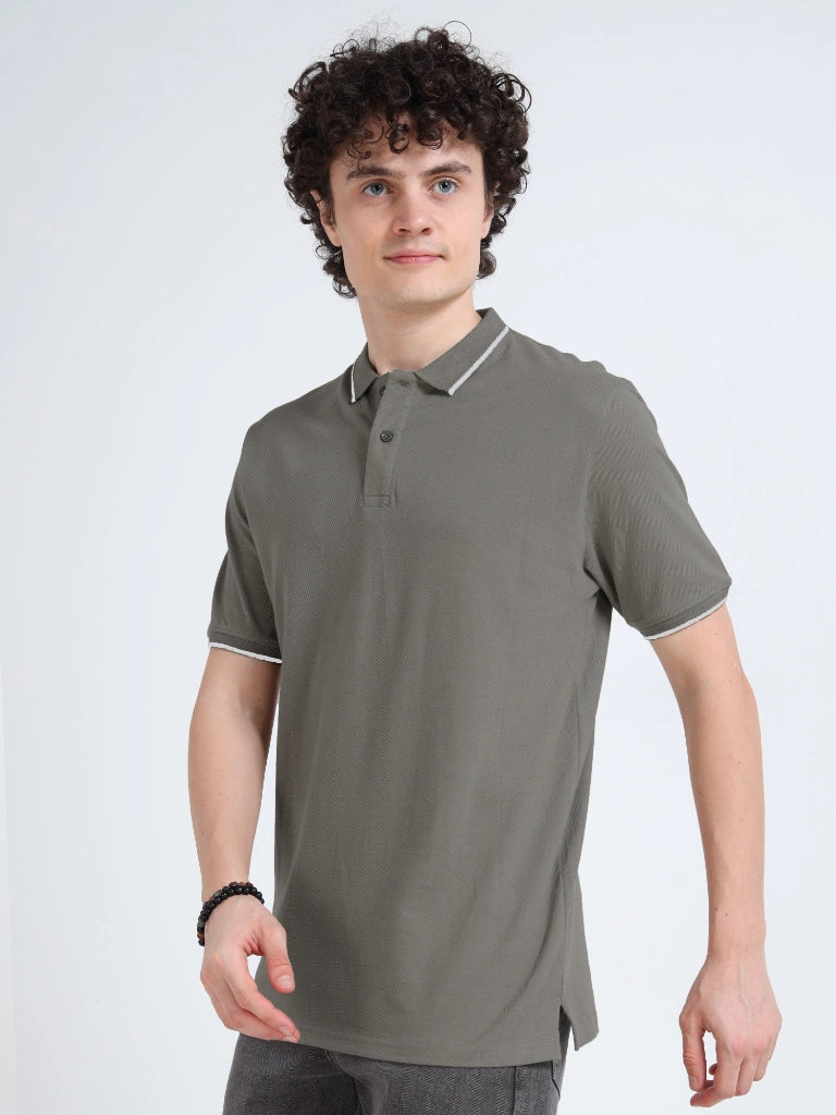 polo style cotton t-shirt steel gray straight view buy online - Steel Gray