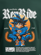Purchase men’s anime graphic tee loose fit - Dark Black & Green