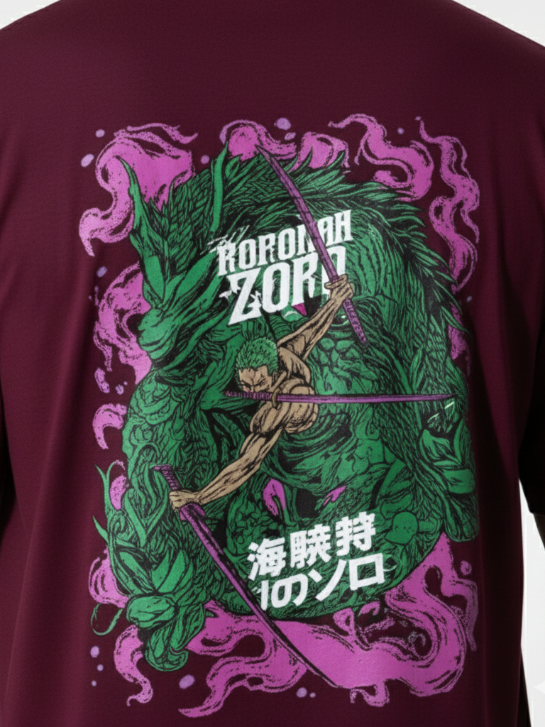 Purchase men’s anime streetwear oversized t shirt - Maroon & Black