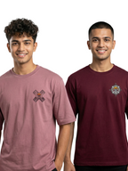 Purchase men’s anime print oversized cotton t shirt - Pink & Maroon