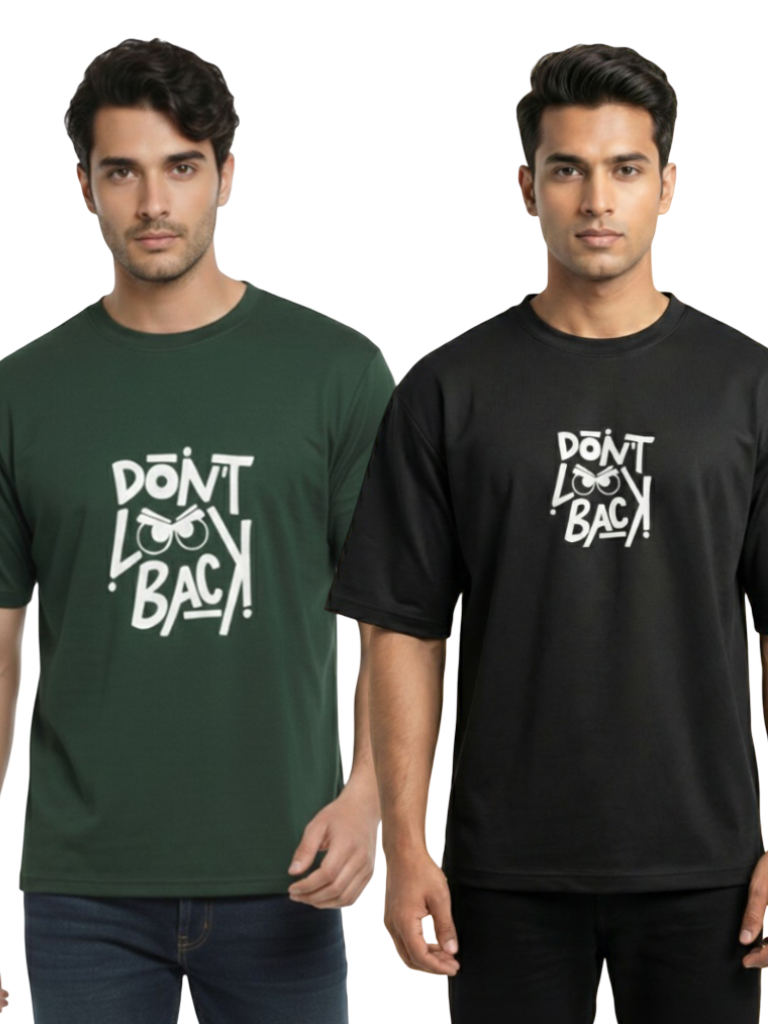 Purchase men’s boxy fit oversized graphic tees - Green & Back
