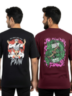 Shop anime graphic oversized tee for men - Maroon & Black