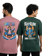 Shop crew neck anime oversized t shirt for men - Pink & Green