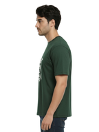 Shop Men Drop Down Shoulder Graphic Printed T Shirt Front View - Green