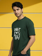 Shop Men Drop Down Shoulder Graphic Printed T Shirt Left Side View - Green