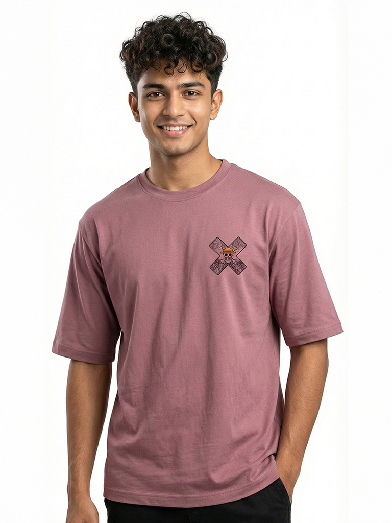 Shop Men's Anime Print T Shirts Front View - Pink