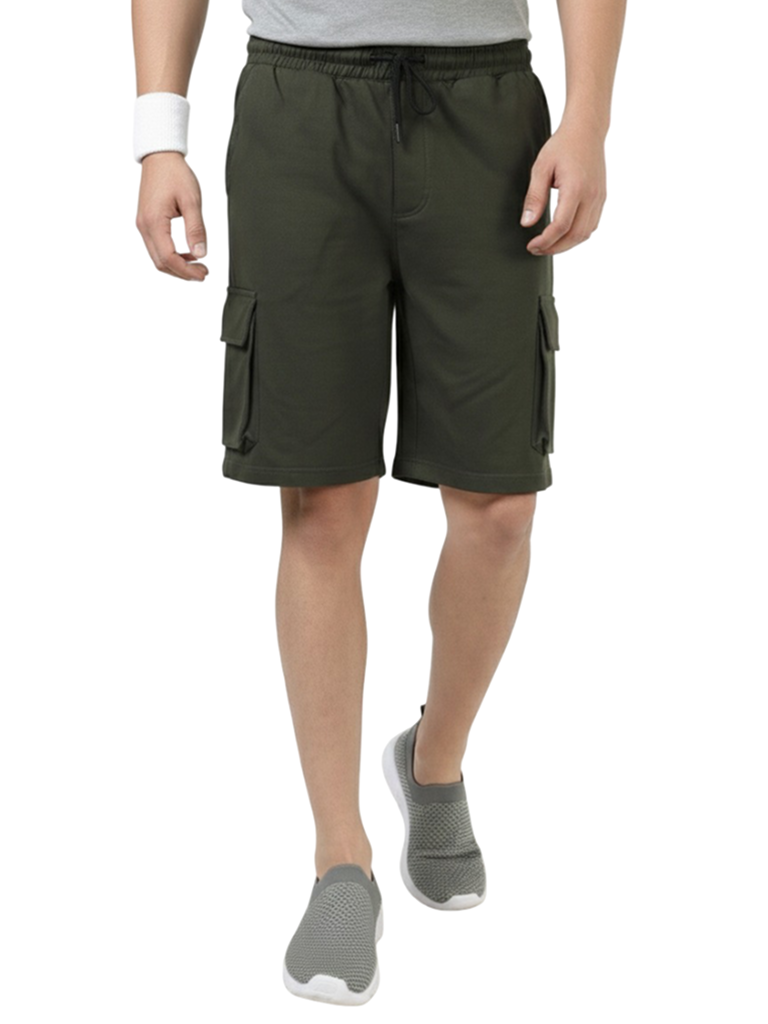 Shop Men's Cargo Shorts Dry Fit Front View - Green