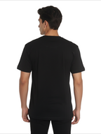 Shop Men's Cotton Letter Print T Shirt Back View - Black  