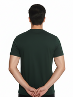 Men’s Regular Fit Printed Cotton T Shirt Back View - Green