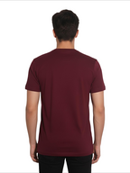 Shop Men's Cotton Letter Print T Shirt Back View - Maroon 