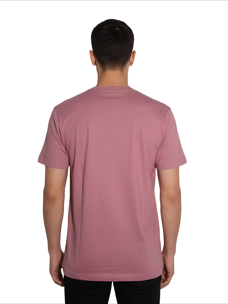 Shop Men's Cotton Letter Print T Shirt Back View - Pink 