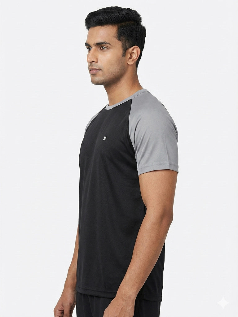 Shop Men's Half Sleeve T Shirt Left Side View - Black 