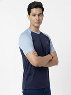 Men’s Quick Dry Color Block Raglan Sleeve T-Shirt Right View - Sky Blue