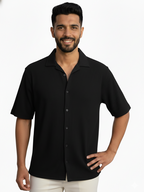 shop online black color plain shirts for men - Black 