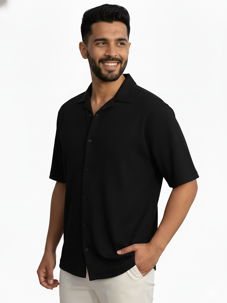 black color formal shirt for men - Black 
