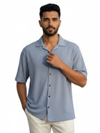 Shop Men's Plain Half Sleeve Polyester Shirt - Grey
