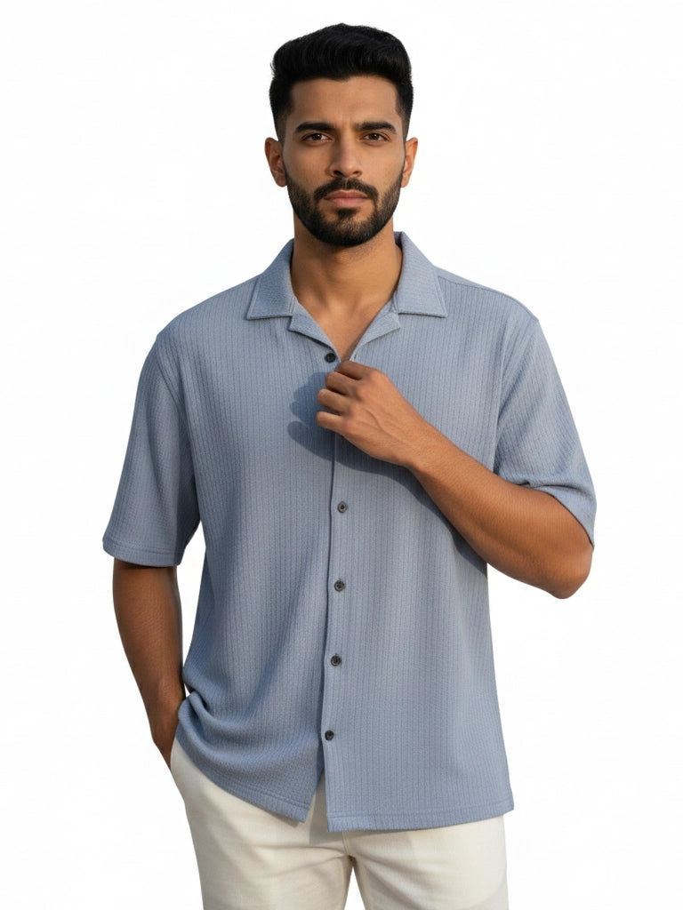 Shop Men's Plain Half Sleeve Polyester Shirt - Grey