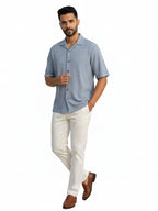 Shop Men's Half Sleeve Polyester Shirt Right View - Grey