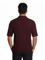Shop Men's Half Sleeve Polyester Shirt Back View - Dark Maroon