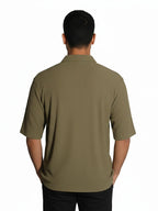 Shop Men's Half Sleeve Polyester Shirt Back View - Olive 