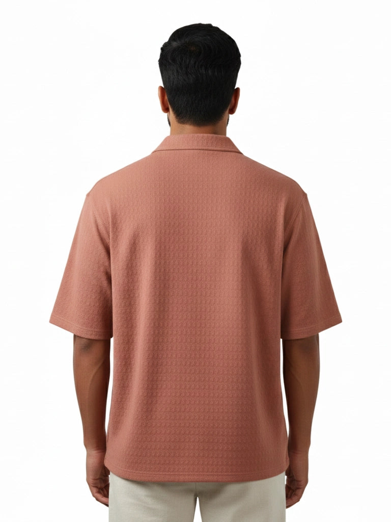 Shop Men's Half Sleeve Polyester Shirt Back view - Pink